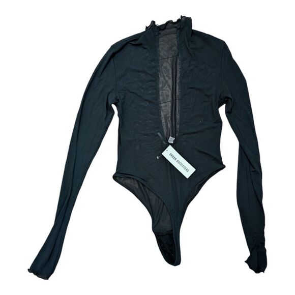 Black Mesh sheer bodysuit long sleeved size L - Picture 2 of 6